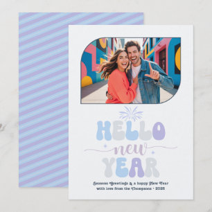 Cartes Pour Fêtes Annuelles Crystal Glow Bonjour Nouvelle Année Photo Rétro Bl