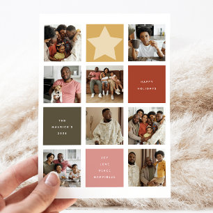 Cartes Pour Fêtes Annuelles Cube Contemporain Grille de Photos Noël