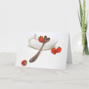 Cartes Pour Fêtes Annuelles Cuillère de coeur de noix avec fraises et poissons