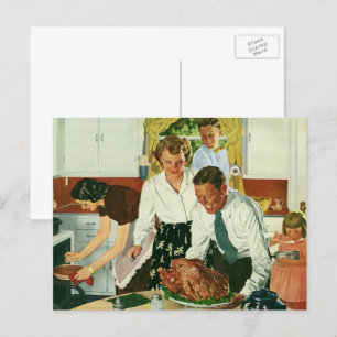 Cartes Pour Fêtes Annuelles Cuisine familiale vintage Thanksgiving Dîner Cuisi