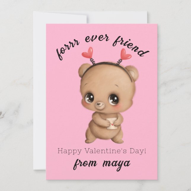 Cartes Pour Fêtes Annuelles Cuisine ours Classroom Valentine card (Devant)