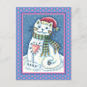 CARTES POUR FÊTES ANNUELLES CUISINE SNOWMAN, CHAT À LA NEIGE ET SOURIS