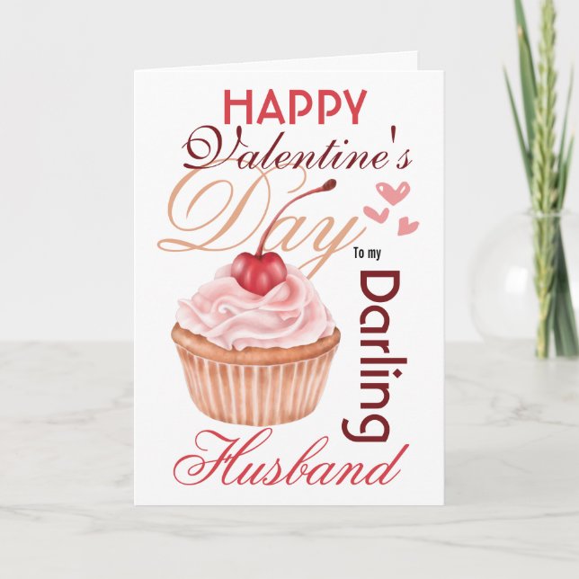 Cartes Pour Fêtes Annuelles Cupcake cerise coeur rose dessert romantique DO-IT (Devant)