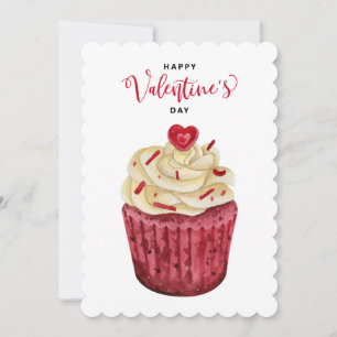 Cartes Pour Fêtes Annuelles Cupcake de velours rouge   Saint Valentin