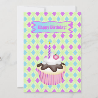 Cartes Pour Fêtes Annuelles Cupcake with Cherry, Birthday