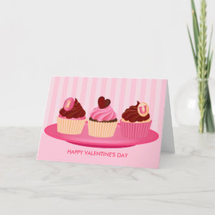 Cartes Pour Fêtes Annuelles Cupcakes de la Saint-Valentin rose
