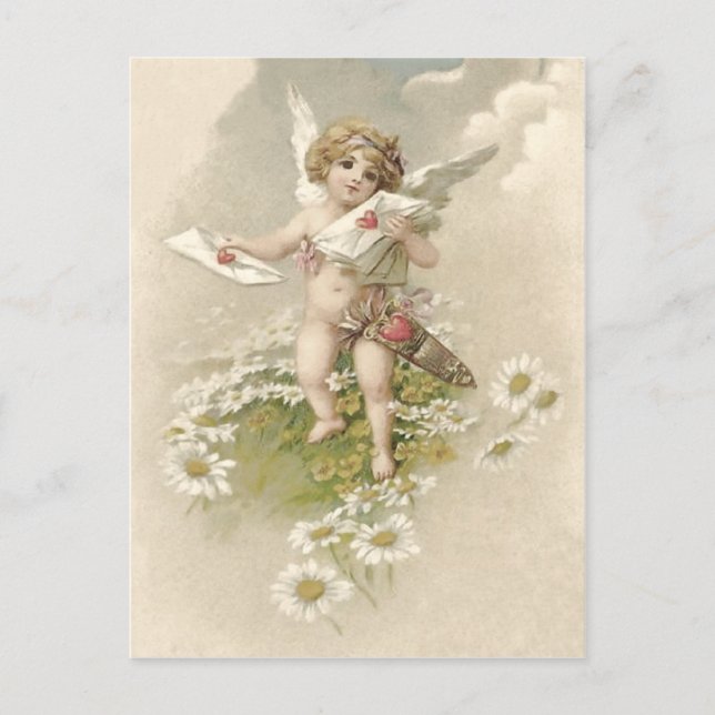 Cartes Pour Fêtes Annuelles Cupid Cherub Angel Valentine Daisy (Devant)