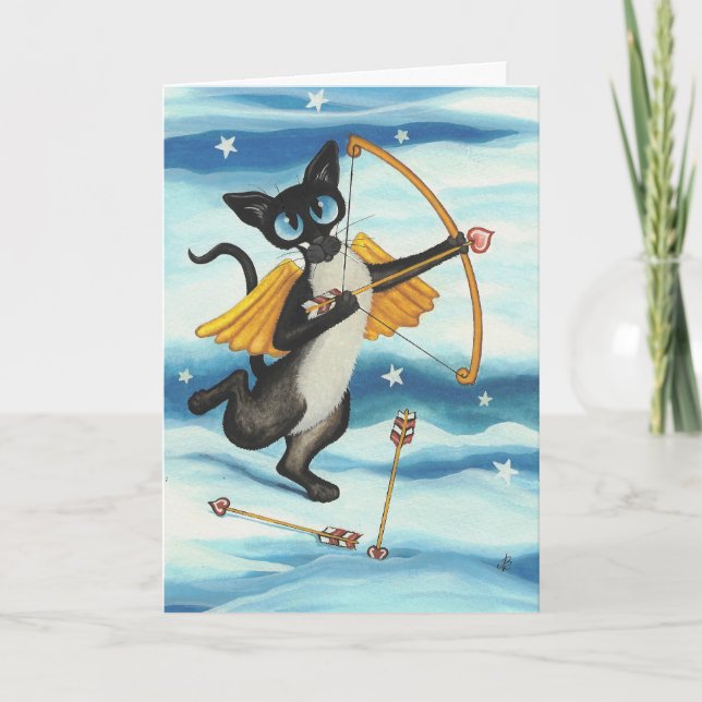 Cartes Pour Fêtes Annuelles Cupid Kitty Valentine Siamese - Vous êtes à moi (Devant)