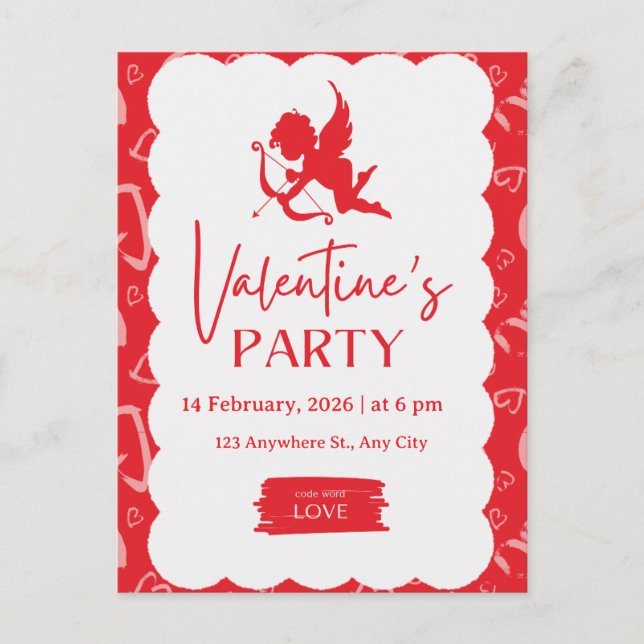 Cartes Pour Fêtes Annuelles ​"Cupid’s Arrow" – Vibrant Modern Valentine’s Part (Devant)