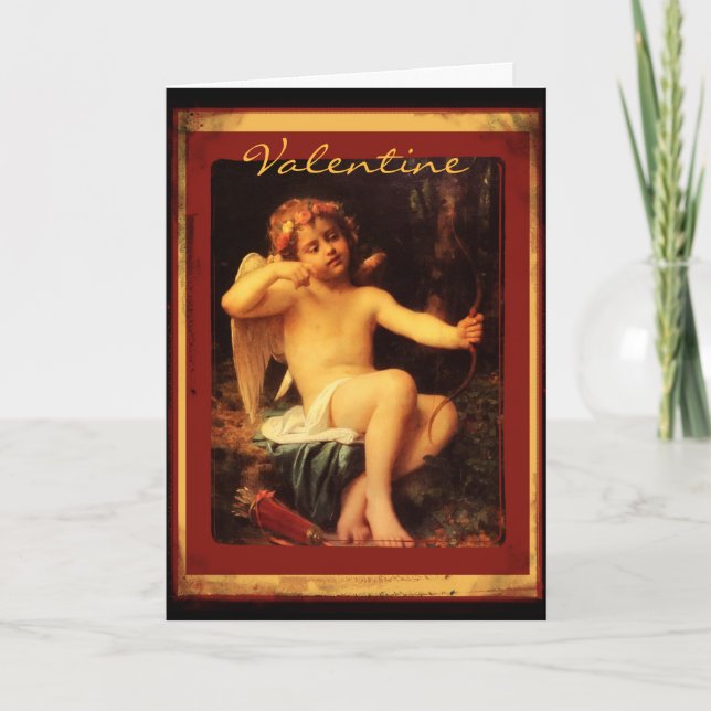 Cartes Pour Fêtes Annuelles Cupide avec Bow Fine Art Image Valentine (Devant)