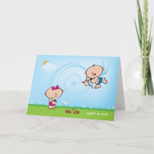 Cartes Pour Fêtes Annuelles Cupide avec flèche Valentine Love Card