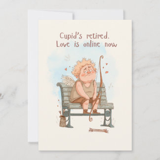 Cartes Pour Fêtes Annuelles Cupidon est à la retraite. L'amour est en ligne ma