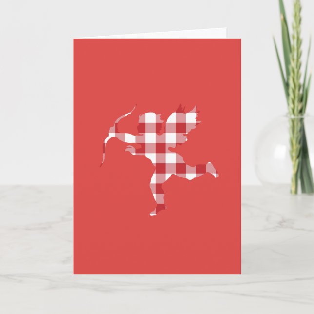 Cartes Pour Fêtes Annuelles Cupidon gingham rouge (Devant)