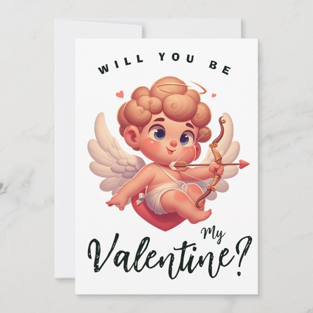 Cartes Pour Fêtes Annuelles Cupidon rose mignon de la Saint-Valentin (Devant)