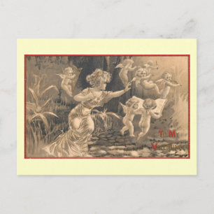 Cartes Pour Fêtes Annuelles Cupids musicaux de Lady Chase, Valentine Vintage