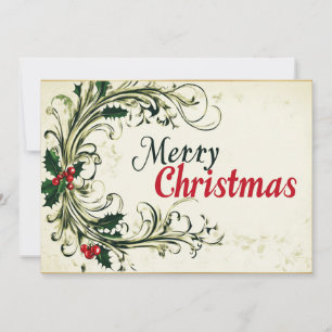 Cartes Pour Fêtes Annuelles Cursive Joyeux Noël avec verdure