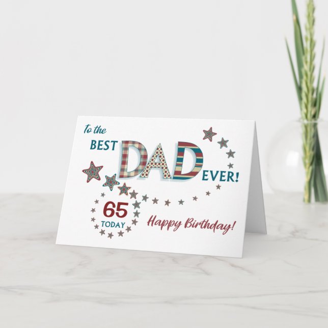 Cartes Pour Fêtes Annuelles Custom Age Papa's Birthday Stars et Word Art Card (Devant)