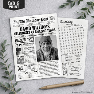 Cartes Pour Fêtes Annuelles Custom Back in 1953 Newspaper Birthday Card, Trend