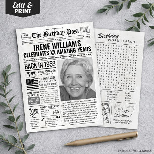 Cartes Pour Fêtes Annuelles Custom Back in 1959 Newspaper Birthday Card, Trend