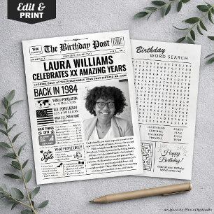 Cartes Pour Fêtes Annuelles Custom Back in 1984 Newspaper Birthday Card, Trend
