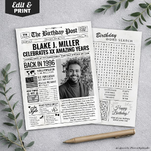 Cartes Pour Fêtes Annuelles Custom Back in 1996 Newspaper Birthday Card, Trend