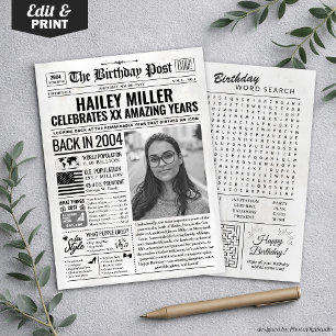 Cartes Pour Fêtes Annuelles Custom Back in 2004 Newspaper Birthday Card, Trend