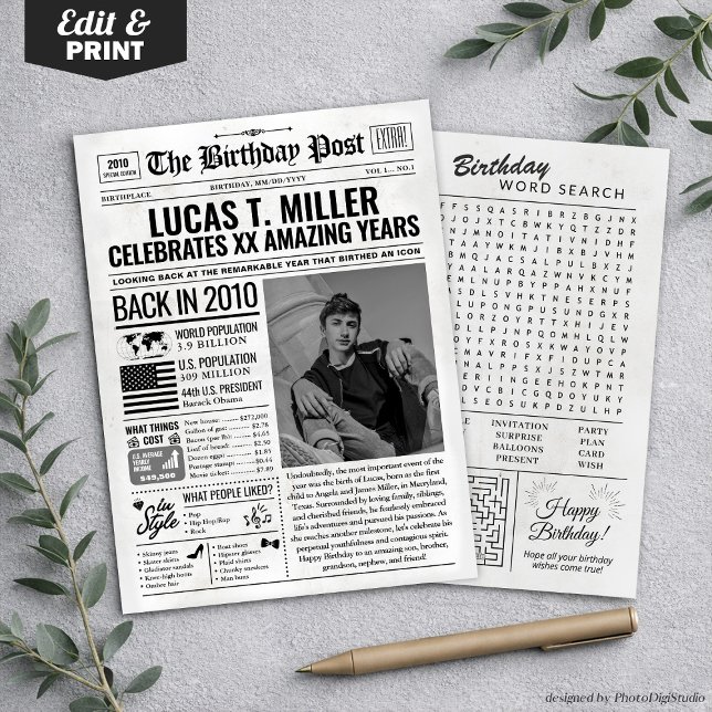 Cartes Pour Fêtes Annuelles Custom Back in 2010 Newspaper Birthday Card, Trend (Custom Back in 2010 Newspaper Birthday Card, Trend Holiday Card)