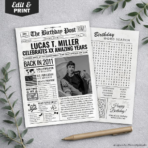 Cartes Pour Fêtes Annuelles Custom Back in 2011 Newspaper Birthday Card, Trend