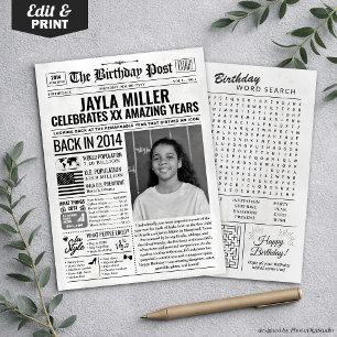 Cartes Pour Fêtes Annuelles Custom Back in 2014 Newspaper Birthday Card, Trend