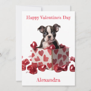 Cartes Pour Fêtes Annuelles Custom Boston Terrier Box Foil Hearts Valentine