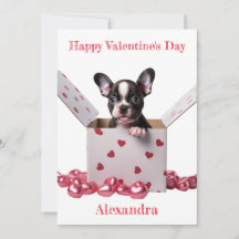 Custom Boston Terrier Box Pink Hearts Valentine