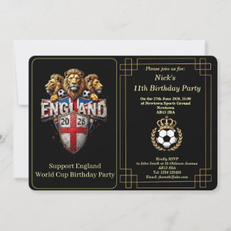 Cartes Pour Fêtes Annuelles Custom England Soccer Team 3 Lions Birthday Invite