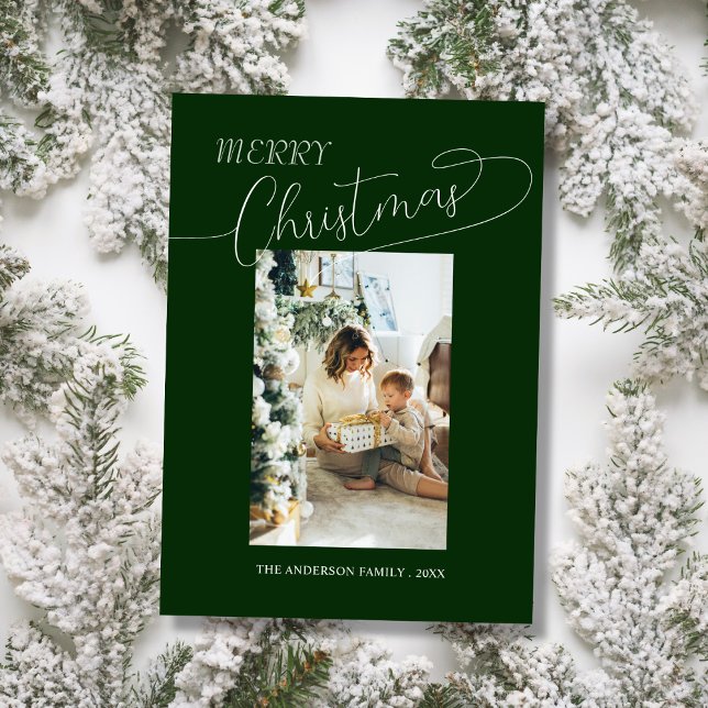 Cartes Pour Fêtes Annuelles Custom family photo elegant merry christmas Card (Créateur téléchargé)