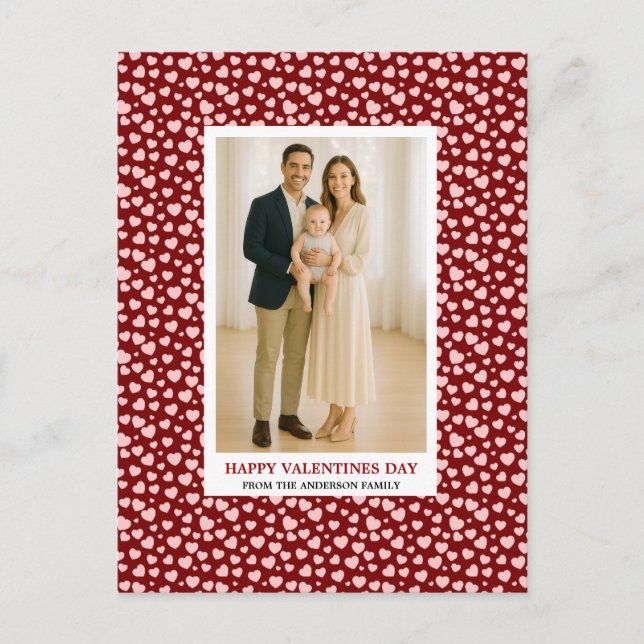 Cartes Pour Fêtes Annuelles Custom Family Photo Hearts Pattern Valentine's Day (Devant)