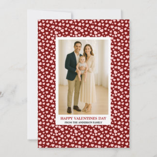 Cartes Pour Fêtes Annuelles Custom Family Photo Hearts Pattern Valentine's Day