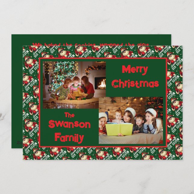 Cartes Pour Fêtes Annuelles Custom Funny Christmas Card with Family Greeting  (Devant / Derrière)