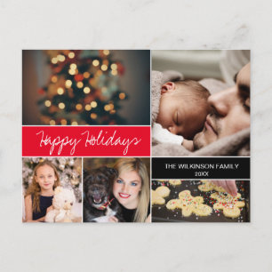 Cartes Pour Fêtes Annuelles Custom Happy Holidays Photos de famille Red Christ