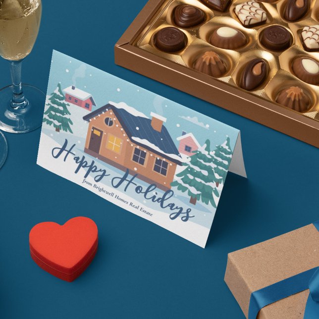 Cartes Pour Fêtes Annuelles Custom Happy Holidays Société immobilière Hiver (Créateur téléchargé)