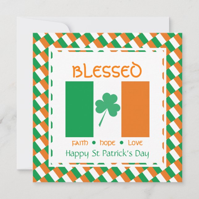 Cartes Pour Fêtes Annuelles Custom HAPPY ST PATRICK'S DAY Shamrock Béni (Devant)
