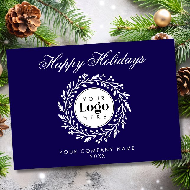 Cartes Pour Fêtes Annuelles Custom Logo Navy Christmas Business Thank You Card (Créateur téléchargé)