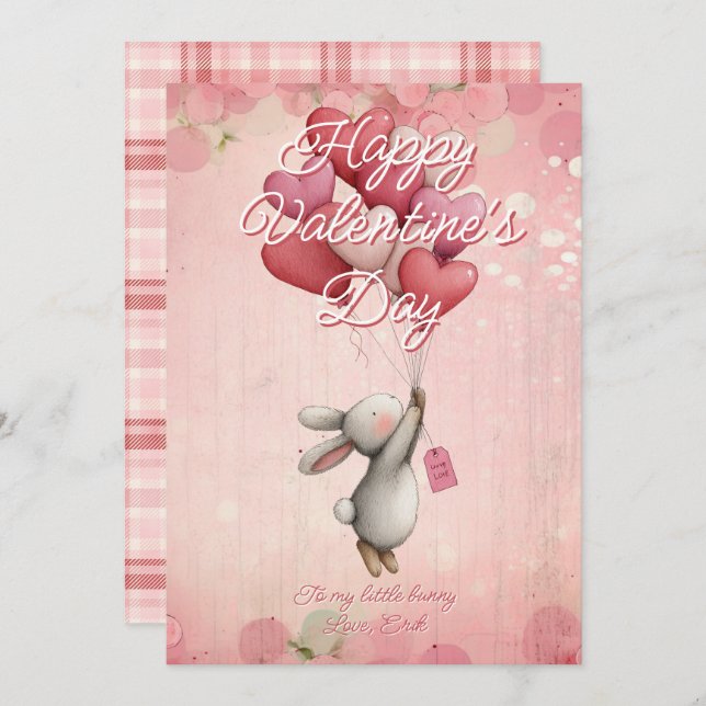 Cartes Pour Fêtes Annuelles Custom Message bunny Animal Valentines Day (Devant / Derrière)