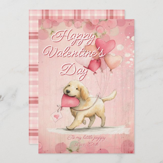 Cartes Pour Fêtes Annuelles Custom Message Dog Animal Valentines Day (Devant / Derrière)