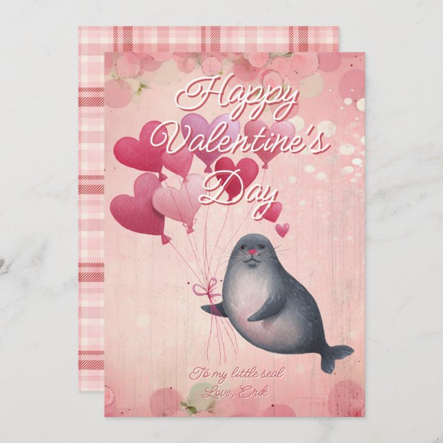Cartes Pour Fêtes Annuelles Custom Message Seal Animal Valentines Day (Devant / Derrière)