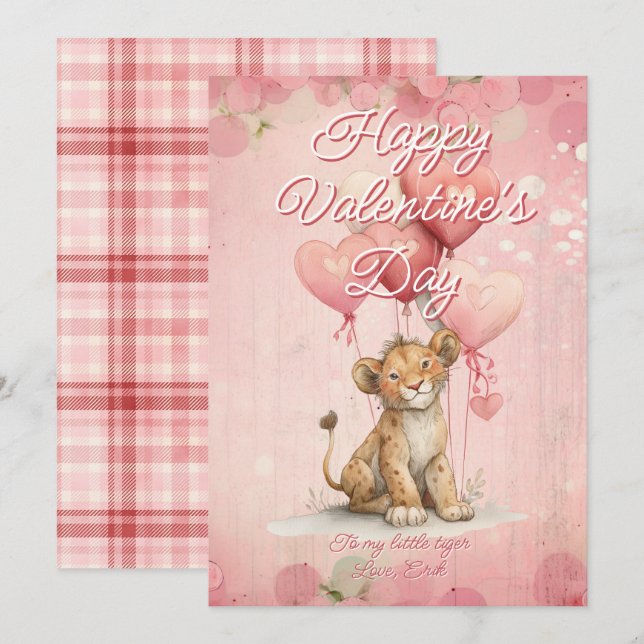 Cartes Pour Fêtes Annuelles Custom Message Tiger Animal Valentines Day (Devant / Derrière)