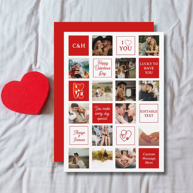 Cartes Pour Fêtes Annuelles Custom Messages Husband 14 Photo Valentine's Day (Custom Messages Husband 14 Photo Valentine's Day Holiday Card
)
