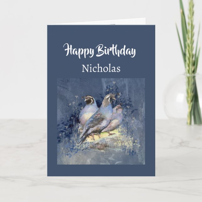 Cartes Pour Fêtes Annuelles Custom Name Birthday California Quail Bird (Devant)
