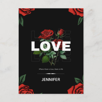 Cartes Pour Fêtes Annuelles Custom Name Romantic Valentine’s Day Love Rose