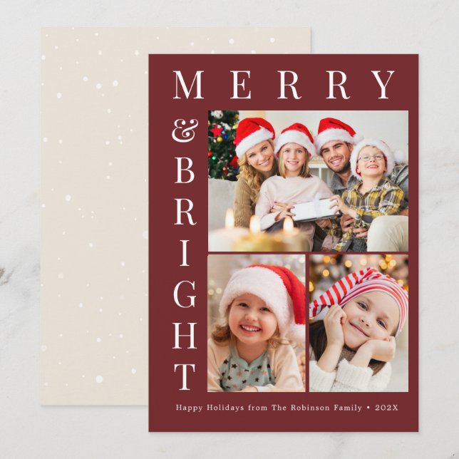 Cartes Pour Fêtes Annuelles custom photo merry bright christmas holiday card (Devant / Derrière)