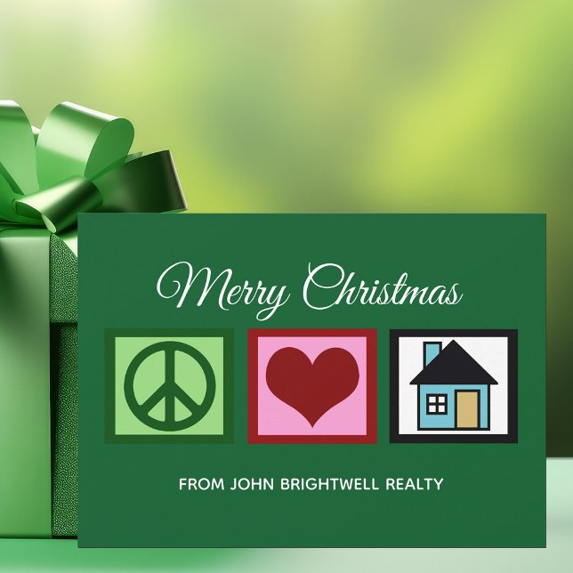 Cartes Pour Fêtes Annuelles Custom Real Estate Company Joyeux Noël Vert (Créateur téléchargé)