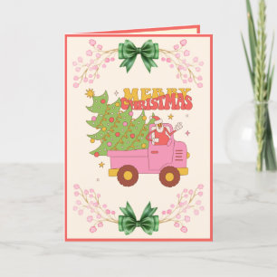 Cartes Pour Fêtes Annuelles Custom Retro Moderne Fun Pink Truck Noël